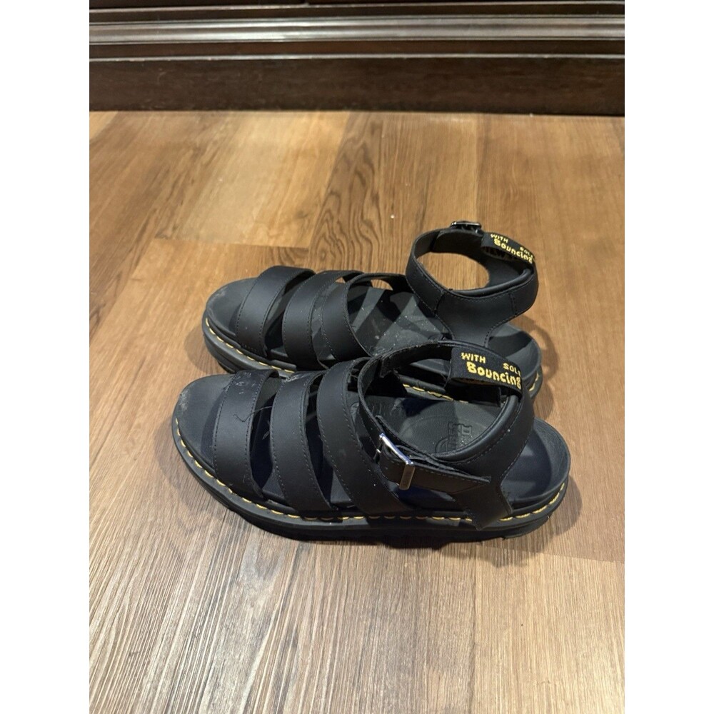 Dr. Martens Blaire Black Matte Leather Platform Gladiator Sandals UK 8 US 10